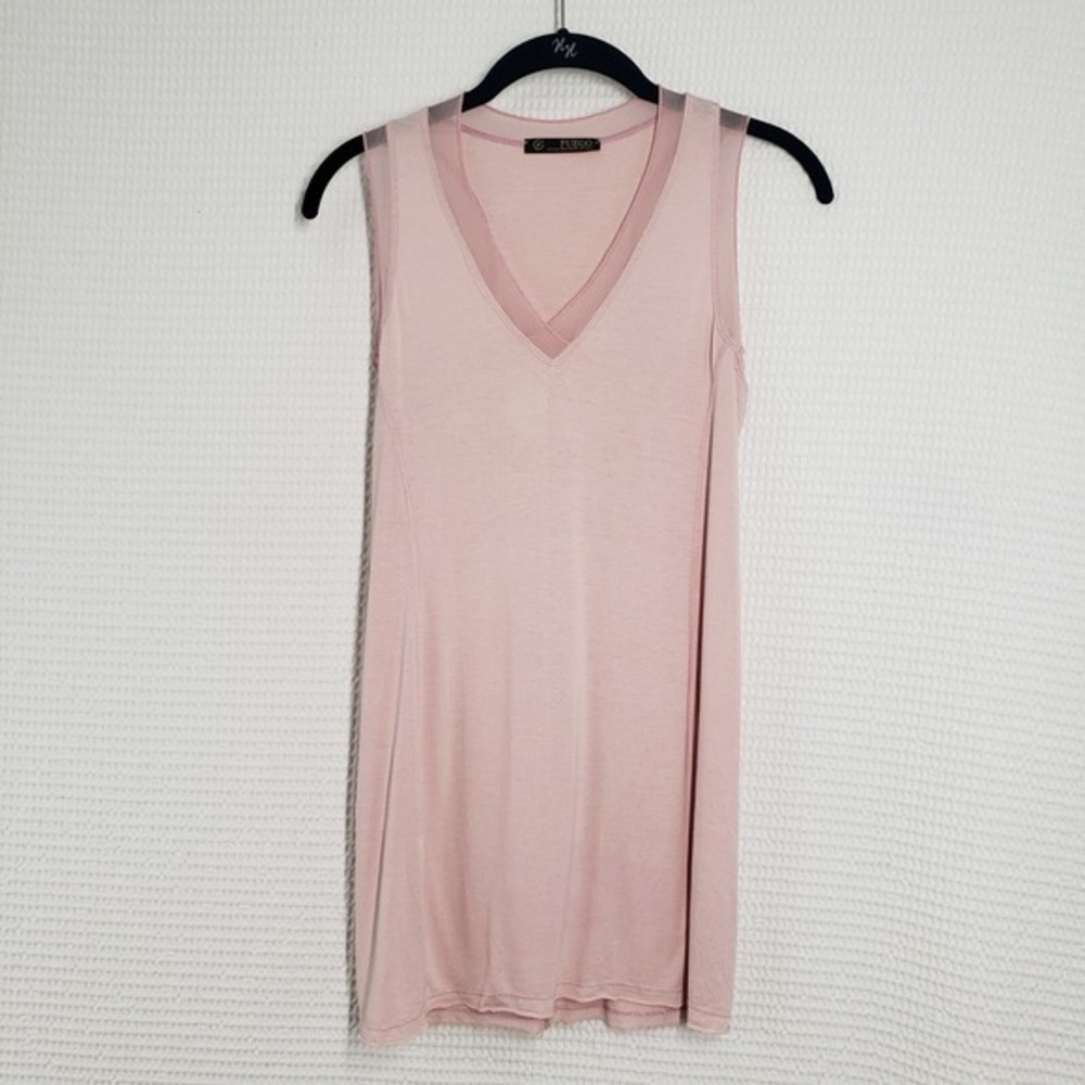Vintage Fuego Racerback Sleeveless‎ Top Womens Small 42 Pink Long V-Neck Italy